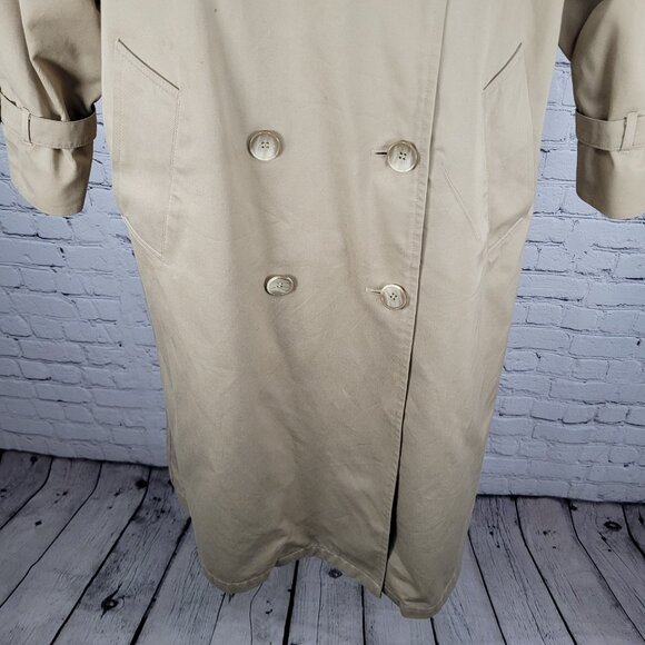 VTG London Fog Maincoats Tan Removable Liner Double Breast Trench Coat Size 14P - Picture 13 of 16